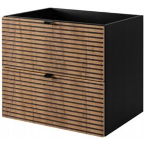 Szafka pod umywalkę Furnidea 60 cm czarna dwie szuflady frezowany front dąb craft LOFT 1 szt.