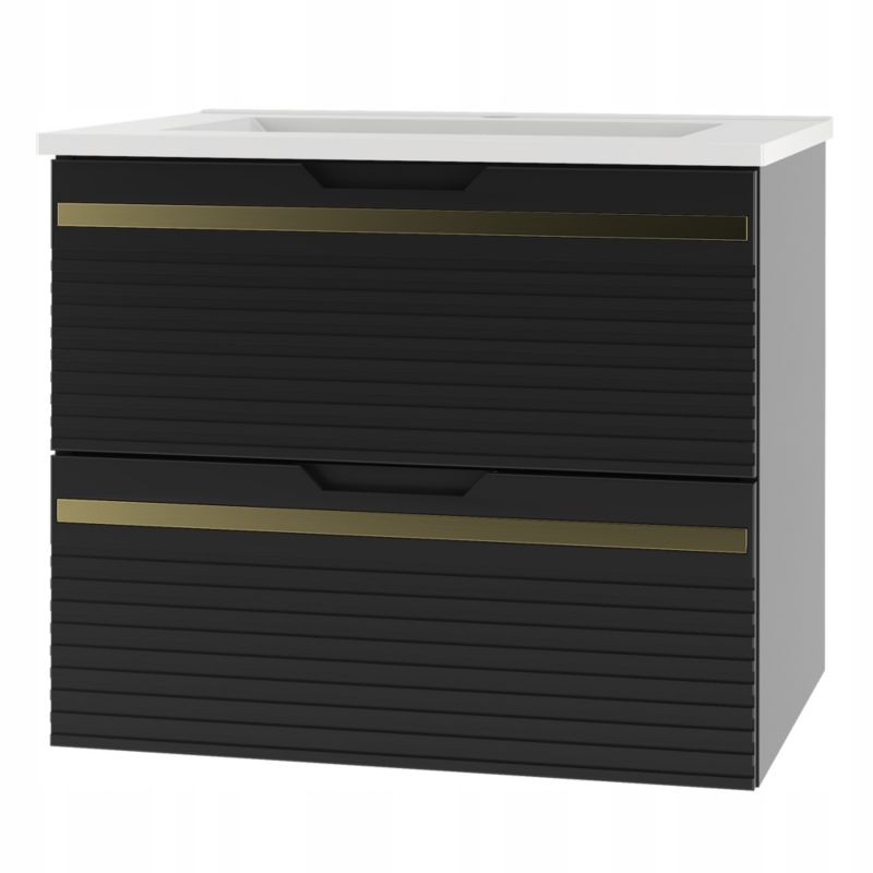 Szafka pod umywalkę Furnidea 60 cm czarna frezowana mat Vesper 1 szt.