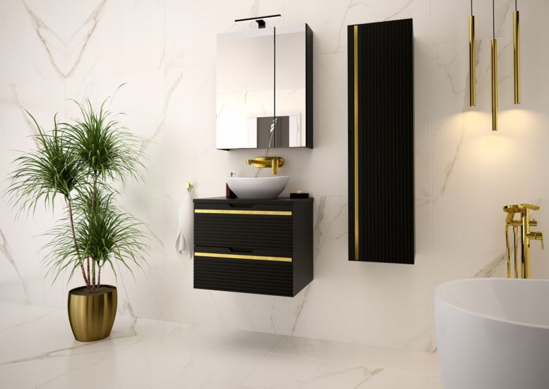 Szafka pod umywalkę Furnidea 60 cm czarna frezowana mat Vesper 1 szt.