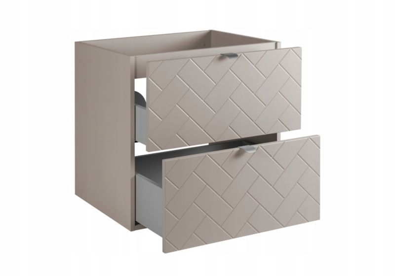 Szafka pod umywalkę Furnidea 60 cm czarna wisząca z blatem dąb wotan frezowane szuflady Trend 1 szt.