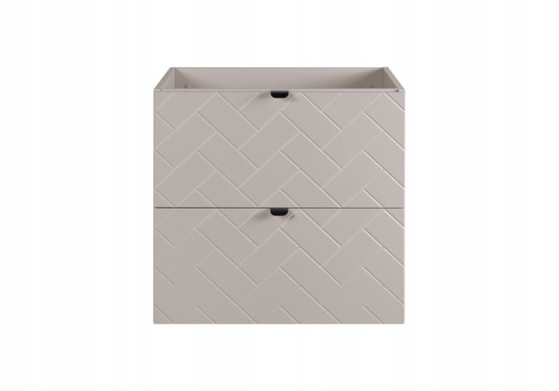 Szafka pod umywalkę Furnidea 60 cm czarna wisząca z blatem dąb wotan frezowane szuflady Trend 1 szt.