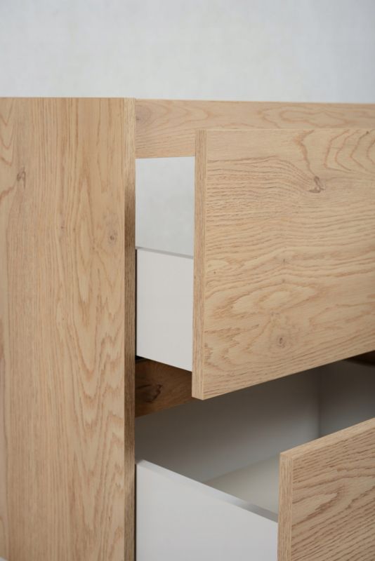 Szafka pod umywalkę Furnidea 60 cm dąb jasny wisząca z blatem Simple 1 szt.