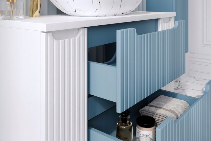 Szafka pod umywalkę Furnidea 60 cm denim ryflowana Nova 1 szt.