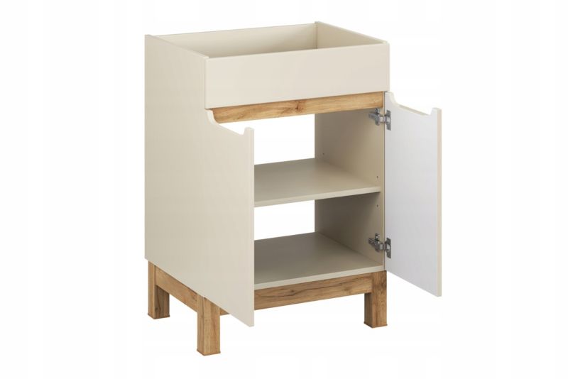 Szafka pod umywalkę Furnidea 60 cm kaszmir dąb Wotan laminowana Bali 1 szt.