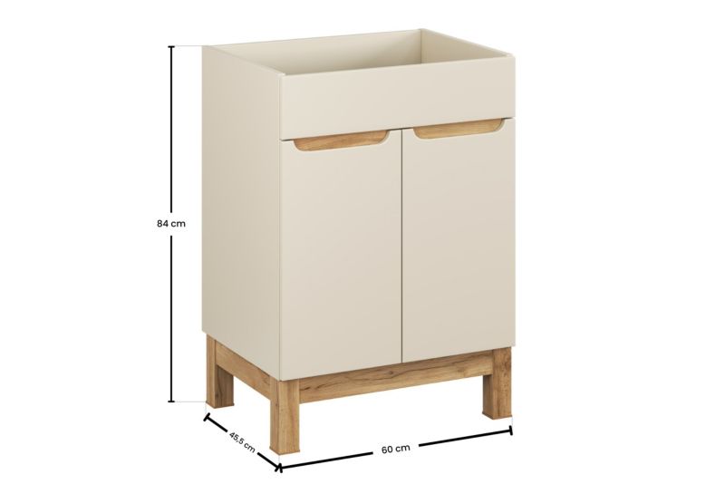 Szafka pod umywalkę Furnidea 60 cm kaszmir dąb Wotan laminowana Bali 1 szt.