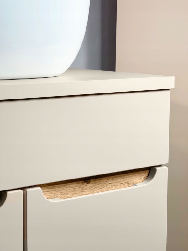 Szafka pod umywalkę Furnidea 60 cm kaszmir dąb Wotan laminowana Bali 1 szt.