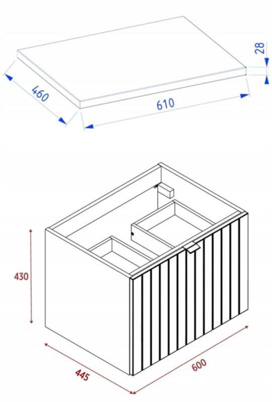 Szafka pod umywalkę Furnidea 60 cm kaszmir lakierowana z blatem dębowym Harmo 1 szt.