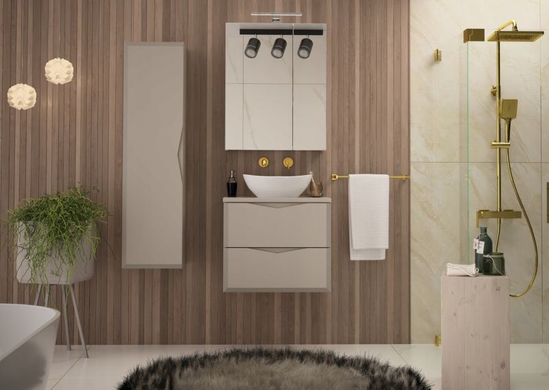 Szafka pod umywalkę Furnidea 60 cm kaszmir mat z blatem Delica 1 szt.