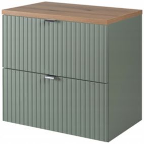 Szafka pod umywalkę Furnidea 60 cm szałwia z blatem dąb Coast Evoke ryflowany LINE REED GREEN 1 szt.