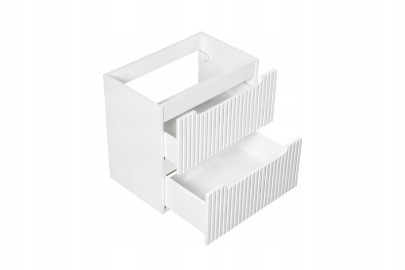 Szafka pod umywalkę Furnidea 60 cm wisząca biała ryflowane fronty Nova White 2 szuflady z umywalką wpuszczaną 1 szt.