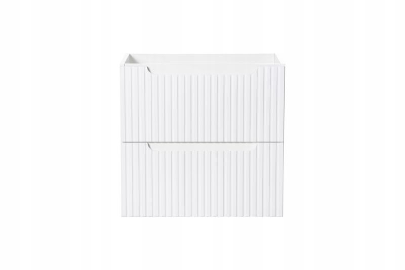 Szafka pod umywalkę Furnidea 60 cm wisząca biała ryflowane fronty Nova White 2 szuflady z umywalką wpuszczaną 1 szt.