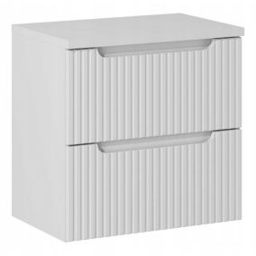 Szafka pod umywalkę Furnidea 60 cm wisząca biały mat z blatem dąb coast evoke Nova White 2 drzwi 1 szt.
