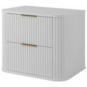 Szafka pod umywalkę Furnidea 60 cm wisząca ryflowana z szufladami biała GLAMOUR 1 szt.