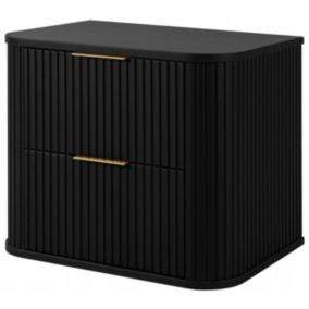 Szafka pod umywalkę Furnidea 60 cm wisząca ryflowana z szufladami czarna GLAMOUR 1 szt.