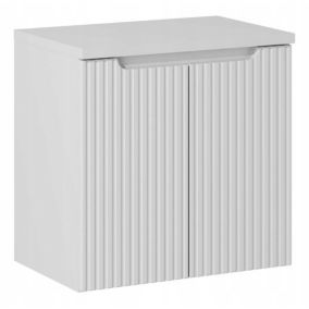 Szafka pod umywalkę Furnidea 60 cm wisząca z blatem biały mat Nova White 2 drzwi 1 szt.