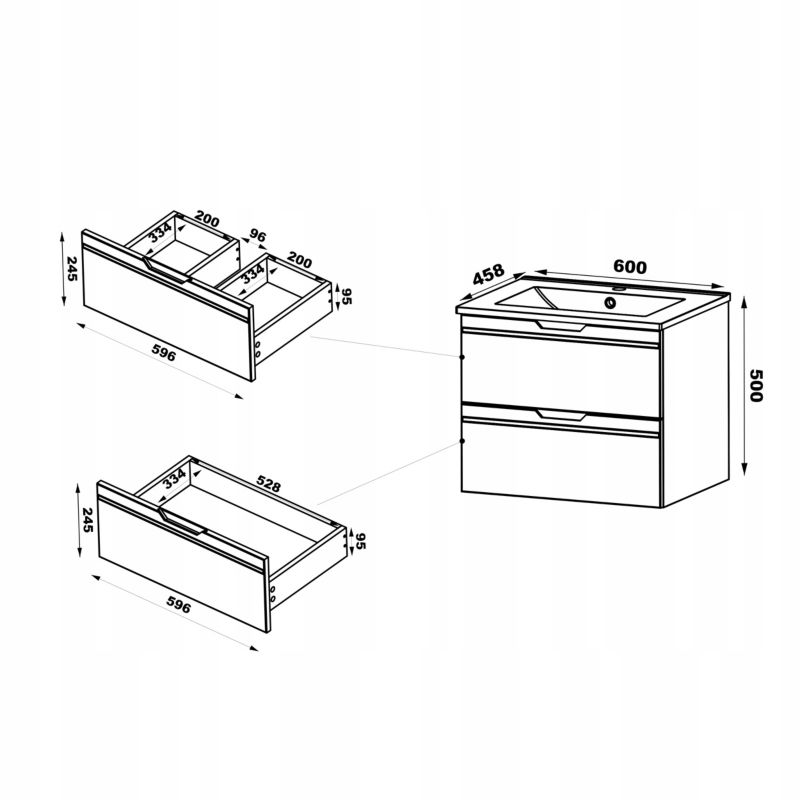 Szafka pod umywalkę Furnidea 60 cm z blatem biały frezowana złota listwa Espero 1 szt.