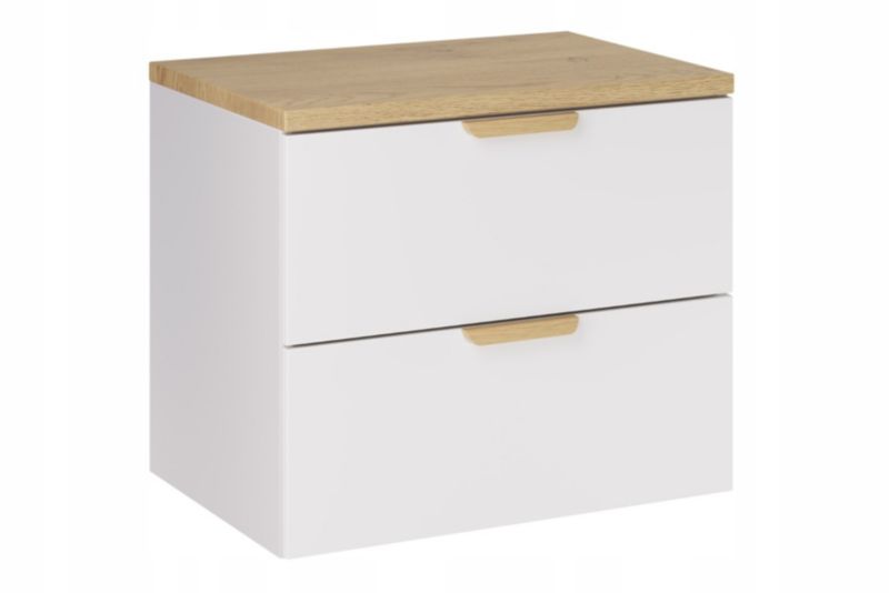Szafka pod umywalkę Furnidea 60 cm z blatem biały mat dąb Cremona Aster 1 szt.