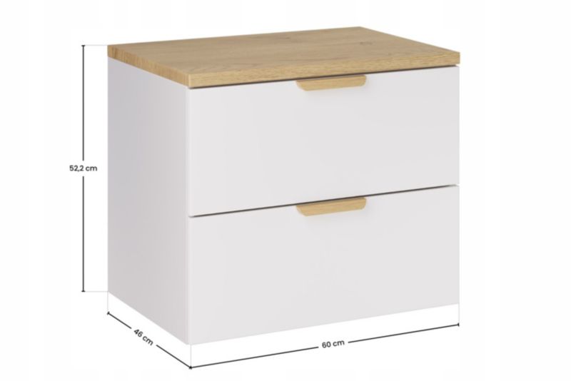 Szafka pod umywalkę Furnidea 60 cm z blatem biały mat dąb Cremona Aster 1 szt.