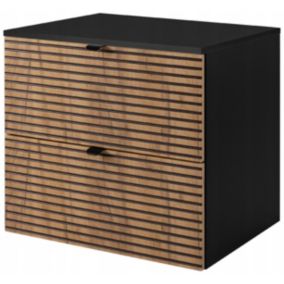Szafka pod umywalkę Furnidea 60 cm z blatem czarna z frezowanym frontem 2 szuflady LOFT 1 szt.