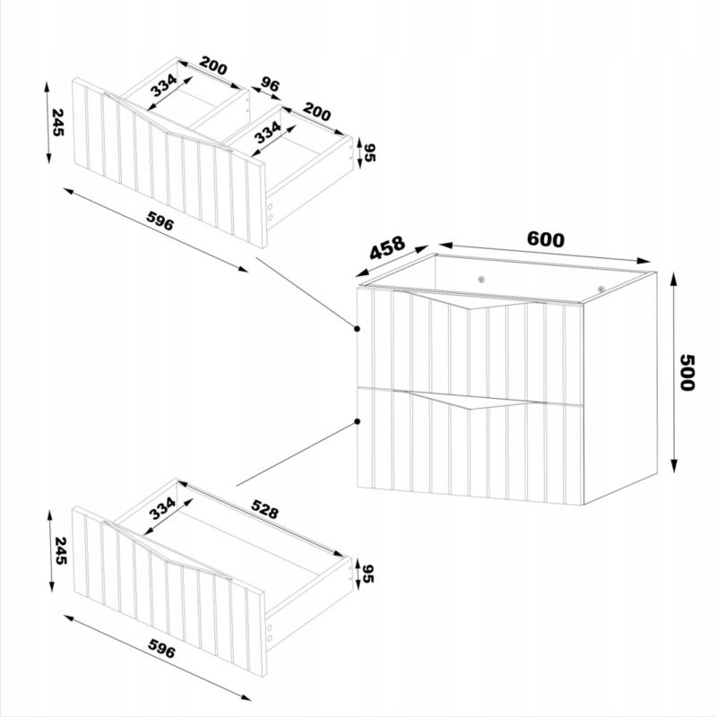 Szafka pod umywalkę Furnidea 60 cm z blatem orzech czarny Stella 1 szt.