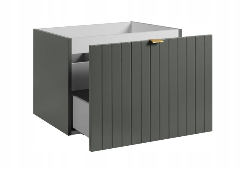 Szafka pod umywalkę Furnidea 61 cm lakierowana frezowana zielony półmat blat drewno Harmo 1 szt.