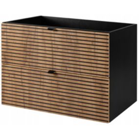 Szafka pod umywalkę Furnidea 80 cm czarna dwie szuflady frezowany front dąb craft LOFT 1 szt.