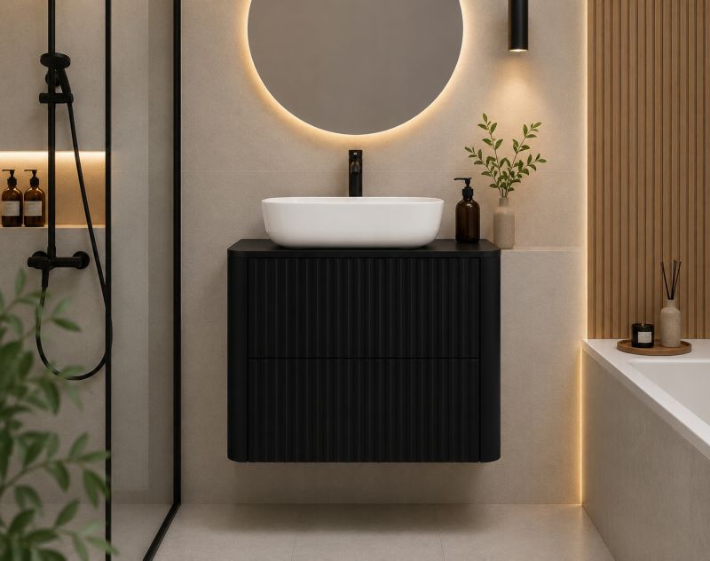 Szafka pod umywalkę Furnidea 80 cm czarna LINEA 1 szt.