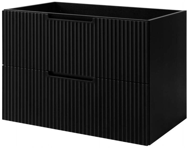 Szafka pod umywalkę Furnidea 80 cm czarna ryflowana MDF wisząca VENA 1 szt.