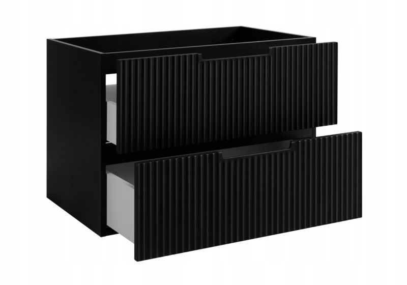 Szafka pod umywalkę Furnidea 80 cm czarna ryflowana MDF wisząca VENA 1 szt.