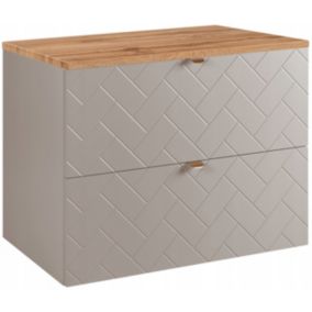 Szafka pod umywalkę Furnidea 80 cm czarna wisząca z blatem dąb wotan frezowane szuflady Trend 1 szt.