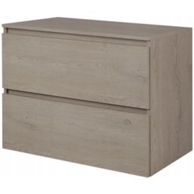 Szafka pod umywalkę Furnidea 80 cm dąb ciemny wisząca z blatem Simple 1 szt.