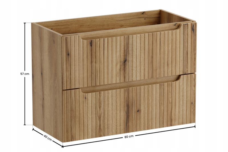 Szafka pod umywalkę Furnidea 80 cm dąb Coast Evoke ryflowana Nova 1 szt.