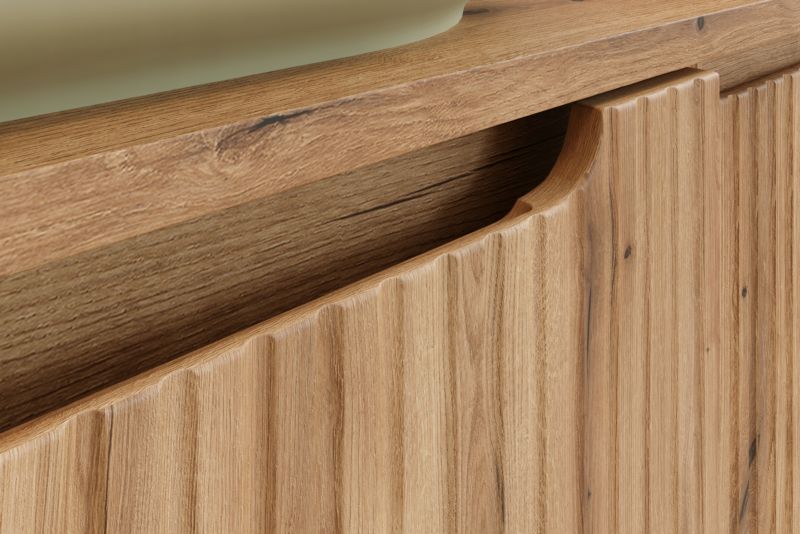 Szafka pod umywalkę Furnidea 80 cm dąb Coast Evoke ryflowana Nova 1 szt.