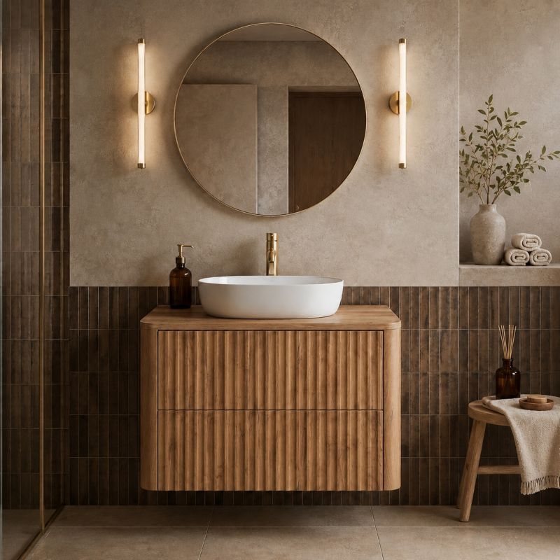 Szafka pod umywalkę Furnidea 80 cm dąb Craft złoty LINEA 1 szt.