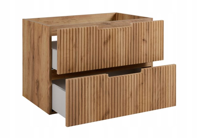 Szafka pod umywalkę Furnidea 80 cm dąb craft złoty ryflowana MDF wisząca VENA 1 szt.