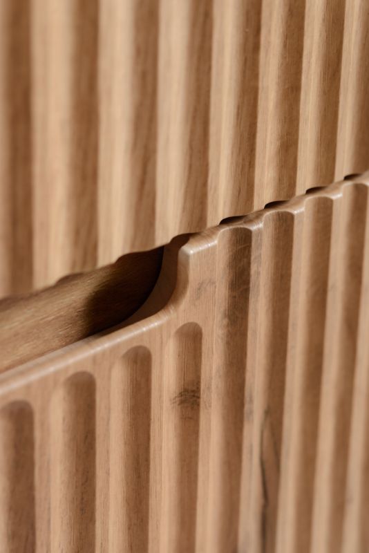 Szafka pod umywalkę Furnidea 80 cm dąb craft złoty ryflowana MDF wisząca VENA 1 szt.