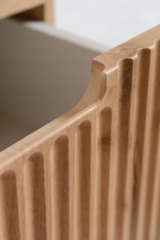 Szafka pod umywalkę Furnidea 80 cm dąb craft złoty ryflowana MDF wisząca VENA 1 szt.