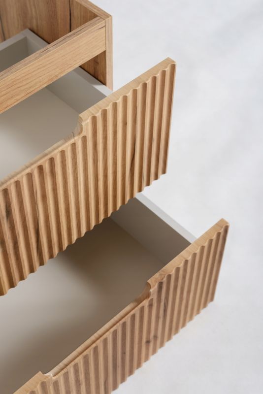 Szafka pod umywalkę Furnidea 80 cm dąb craft złoty ryflowana MDF wisząca VENA 1 szt.