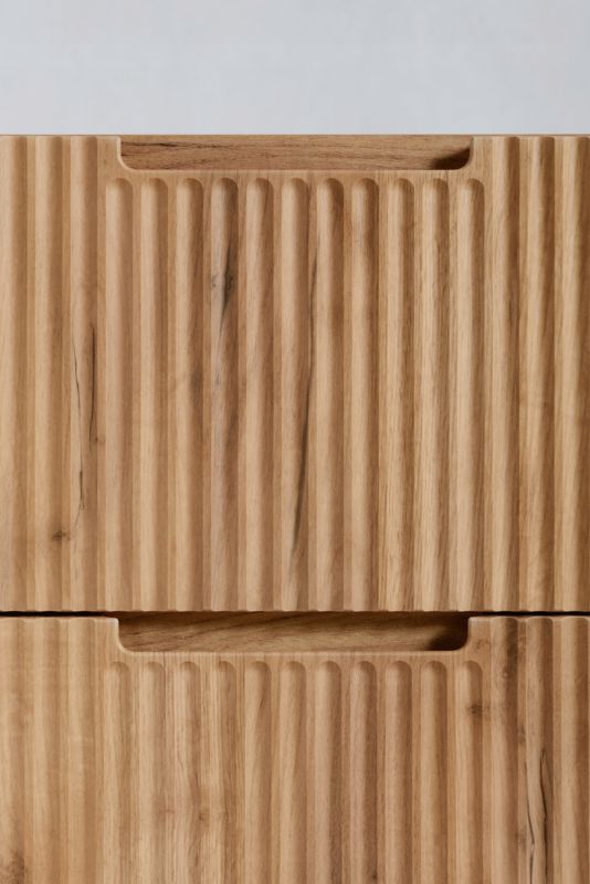 Szafka pod umywalkę Furnidea 80 cm dąb craft złoty ryflowana MDF wisząca VENA 1 szt.