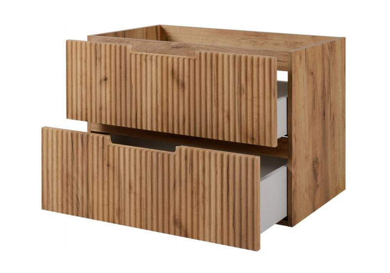 Szafka pod umywalkę Furnidea 80 cm dąb craft złoty ryflowana MDF wisząca VENA 1 szt.