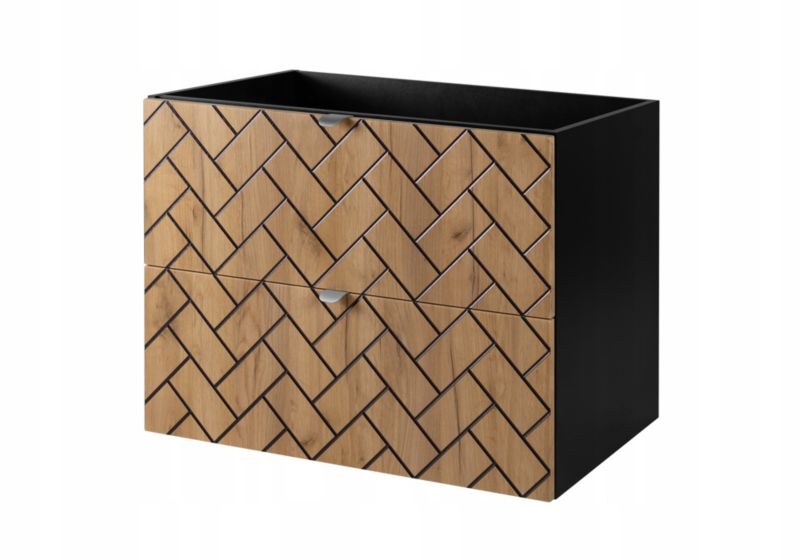 Szafka pod umywalkę Furnidea 80 cm dąb craft złoty wisząca frezowana Trend 1 szt.