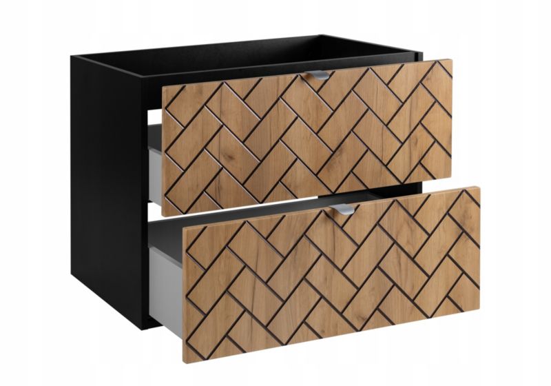 Szafka pod umywalkę Furnidea 80 cm dąb craft złoty wisząca frezowana Trend 1 szt.