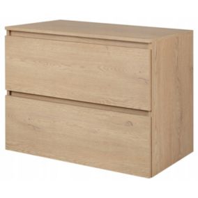 Szafka pod umywalkę Furnidea 80 cm dąb jasny wisząca z blatem Simple 1 szt.