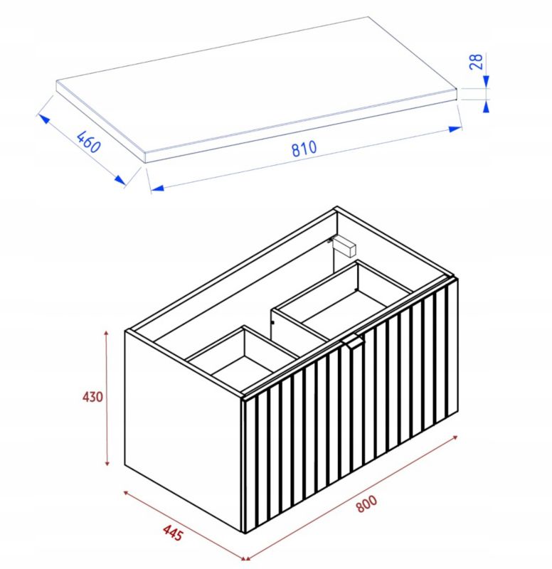 Szafka pod umywalkę Furnidea 80 cm kaszmir lakierowana z blatem dębowym Harmo 1 szt.