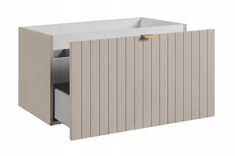 Szafka pod umywalkę Furnidea 80 cm kaszmir lakierowana z blatem dębowym Harmo 1 szt.