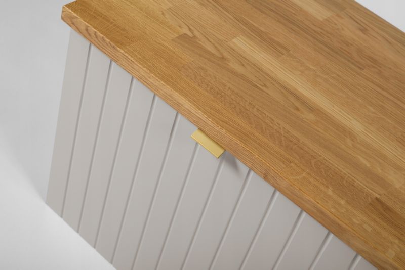 Szafka pod umywalkę Furnidea 80 cm kaszmir lakierowana z blatem dębowym Harmo 1 szt.