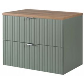 Szafka pod umywalkę Furnidea 80 cm szałwia z blatem dąb Coast Evoke ryflowany LINE REED GREEN 1 szt.