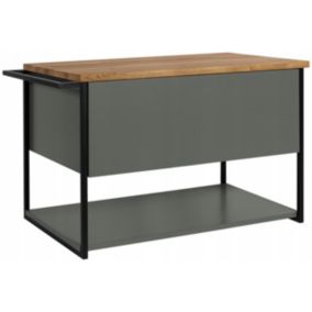 Szafka pod umywalkę Furnidea 80 cm wisząca lakierowana zielony półmat z blatem drewnianym LOV 1 szt.
