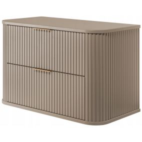 Szafka pod umywalkę Furnidea 80 cm wisząca ryflowana z szufladami czarna GLAMOUR 1 szt.