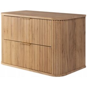 Szafka pod umywalkę Furnidea 80 cm wisząca ryflowana z szufladami dąb craft GLAMOUR 1 szt.